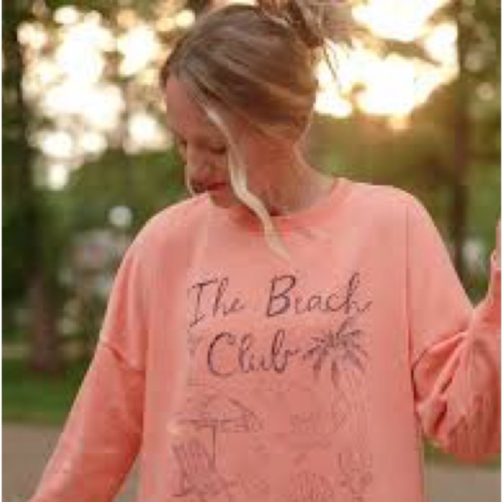 Mountain Moverz Peach The Beach‎ Club Distressed Y2K Sweatshirt Size M